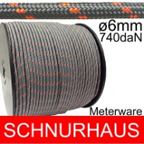 ø 6mm PA 740daN Reepschnur grau 2signalorange